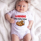 Warning this baby bites Funny Cookie lover Baby Bodysuit Snack-themed outfit Custom Unisex Newborn Clothes Infant gift
